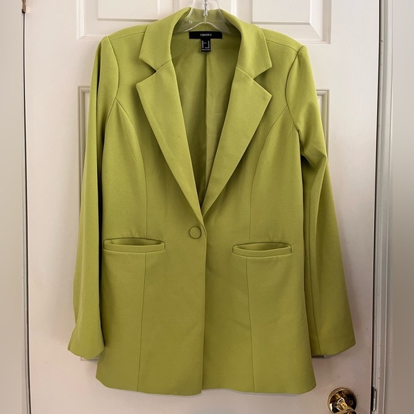 F21 Green Single-breasted Blazer M - Picture 2 of 14
